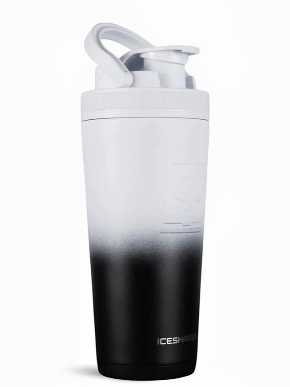 ICE SHAKER 26oz Insulated Stainless Steel Protein Shaker Bottle | Black & White